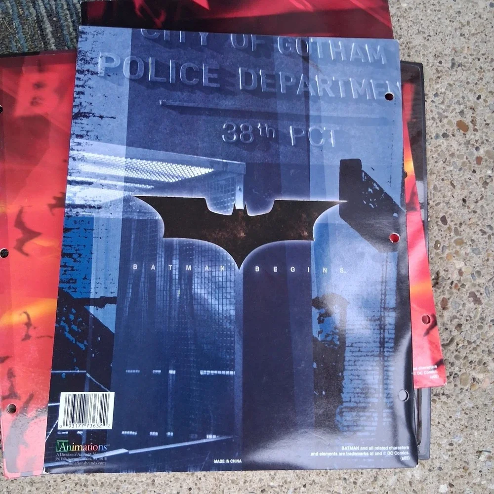 DC Comics BATMAN BEGINS 3D Folder Lot Of 4 Dimensional Plastic Vintage Y2K HTF